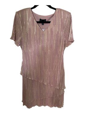 Connected  Petite V-Neck Asymmetric Tiered Sheath Dress12P  NWT